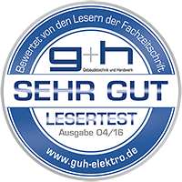 SEHR GUT - Bewertet von Lesern der Fachzeitschrift 'g+h Gebäudetechnik und Handwerk'